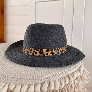 Vince Camuto Straw Hat With Animal Print Band